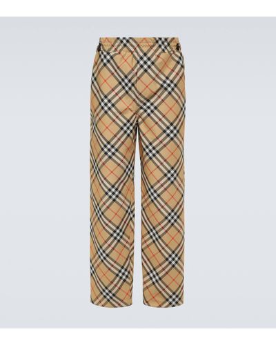 Burberry Checked Track Trousers - Natural