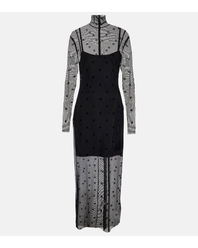 Givenchy Vestido largo 4G de tul flocado - Negro