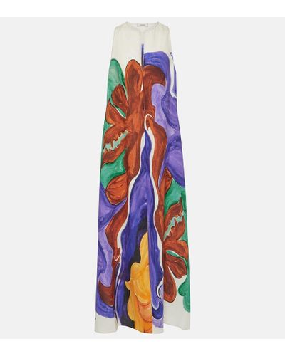 Dorothee Schumacher Vestido largo Rainbow Flames de lino - Blanco