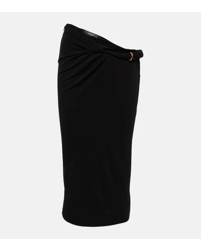 Versace Falda midi de tiro alto - Negro