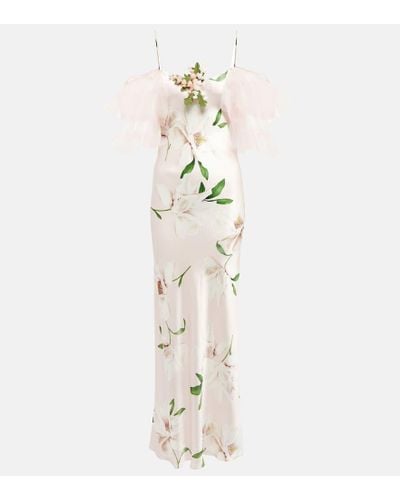 Rodarte Floral Silk Maxi Dress - White