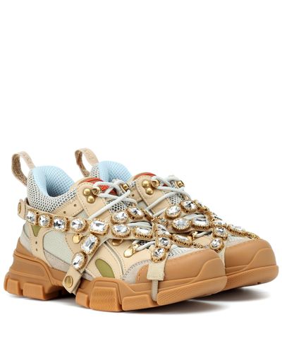 Gucci Flashtrek Sneaker With Removable Crystals - Natural