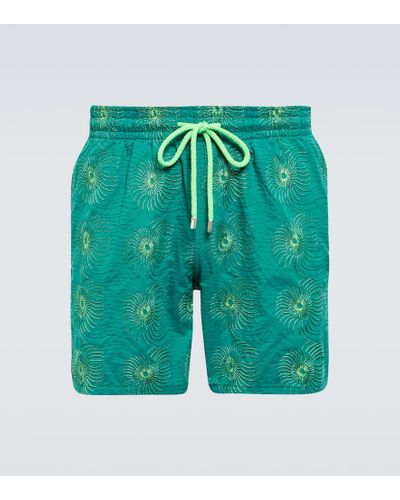 Vilebrequin Mistral Embroidered Swim Trunks - Green