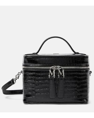 Max Mara Vanity Small Croc-effect Leather Crossbody Bag - Black