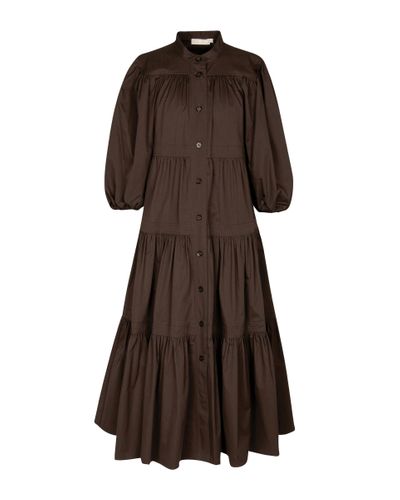 Tory Burch Cotton Poplin Midi Dress - Brown