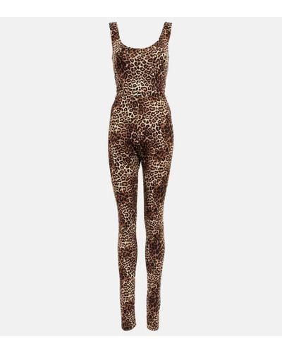Alexandre Vauthier Leopard-print Jersey Jumpsuit - Brown
