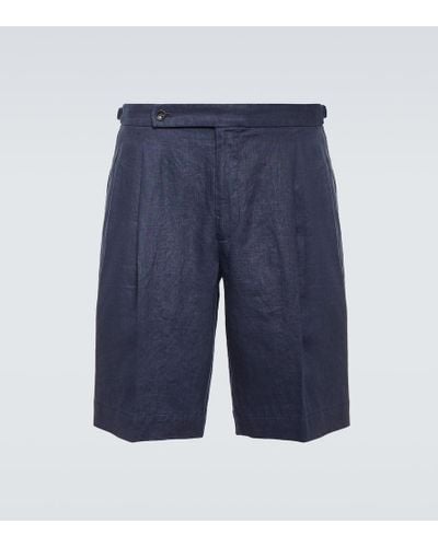 Incotex Shorts in lino - Blu
