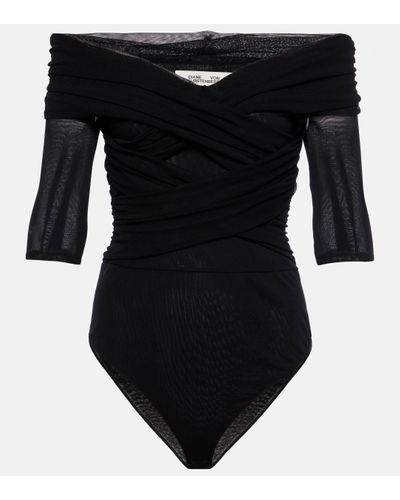 Diane von Furstenberg Alex Off-shoulder Bodysuit - Black