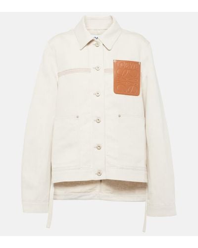 Loewe Jacke aus Baumwolle und Leinen - Weiß