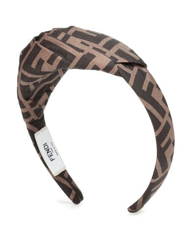 Fendi Logo Silk-twill Headband - Brown