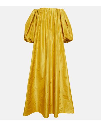 Oscar de la Renta Strapless Silk Gown - Yellow