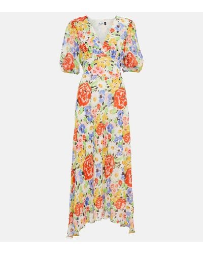 RIXO London Robe midi Corrine a fleurs - Blanc