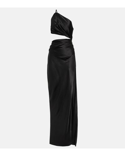 The Sei One-shoulder Cutout Silk Gown - Black