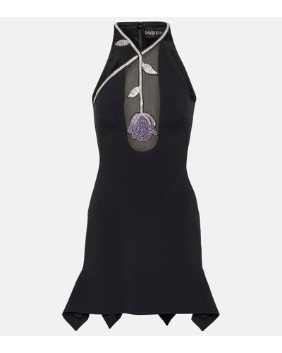 David Koma Crystal-embellished Cady Minidress - Black