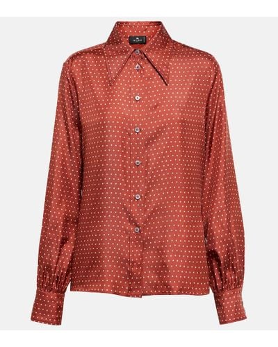 Etro Camisa de seda con lunares - Rojo