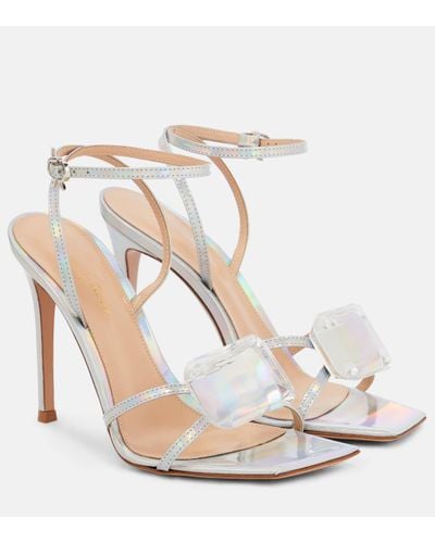 Gianvito Rossi Jaipur 105 Embellished Leather Sandals - White