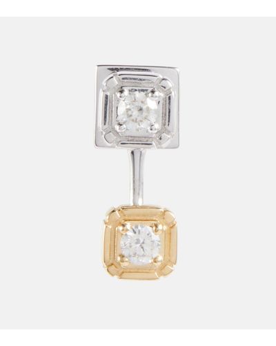 Eera Boucle d'oreille unique en or jaune et blanc 18 ct et diamants - Métallisé
