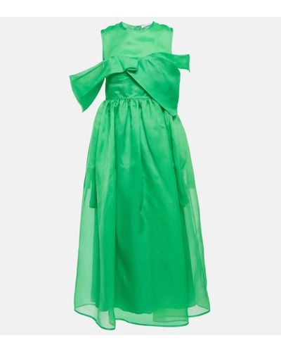 Cecilie Bahnsen Sidney Silk Midi Dress - Green