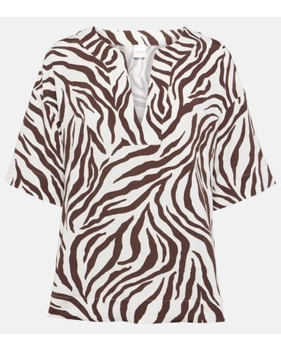 Max Mara Siberia Zebra-print Jersey Top - Metallic