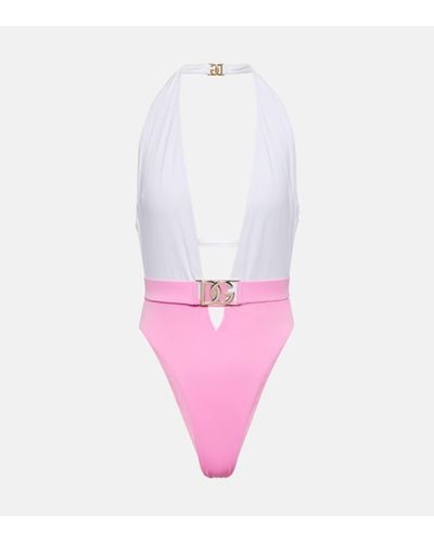 Dolce & Gabbana Halterneck Swimsuit - Pink