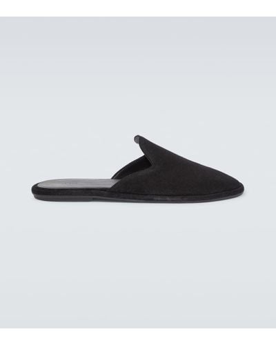 The Row Slippers Roger in suede - Nero