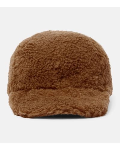 Max Mara Casquette Gimmy en soie et laine de chameau - Marron