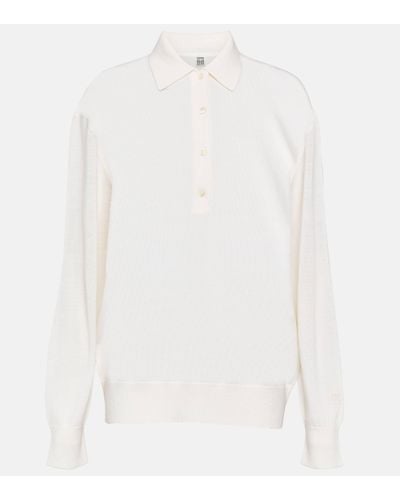 Totême Wool-blend Polo Top - White