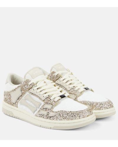 Amiri Sneakers Skel Top mit Leder und Glitter - Weiß