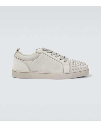 Christian Louboutin Louis Junior Spikes Suede Sneakers - Gray