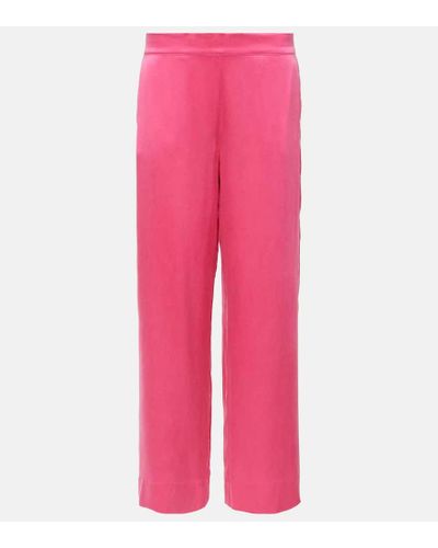 Asceno Pantaloni pigiama London in seta - Rosa