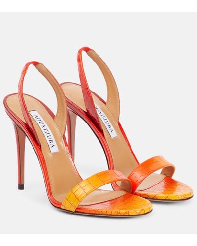 Aquazzura So Nude 105 Croc-effect Leather Sandals - Orange