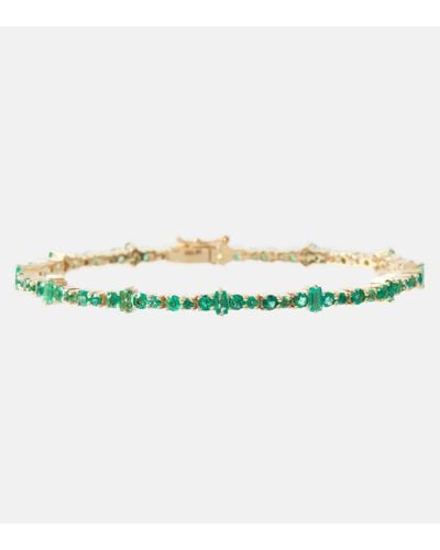 Ileana Makri Rivulet 18kt Gold Bracelet With Emeralds - Multicolour