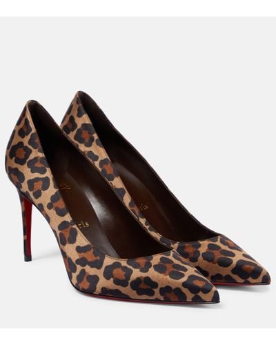 Christian Louboutin Kate 85 Leopard-print Satin Court Shoes - Brown