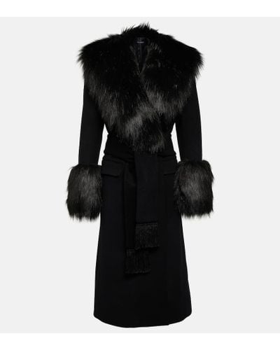 Dolce & Gabbana Cappotto in lana e cashmere con pelliccia sintetica - Nero