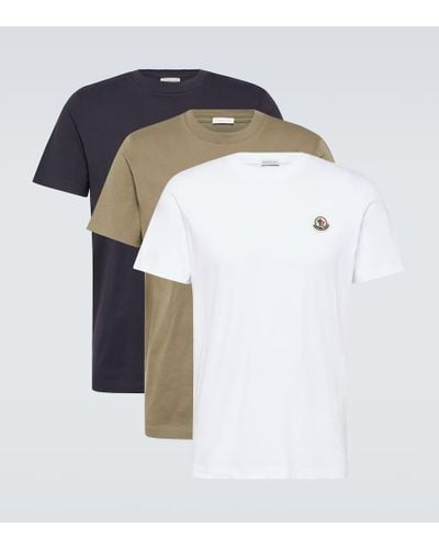 Moncler Set de 3 camisetas de jersey de algodon - Blanco