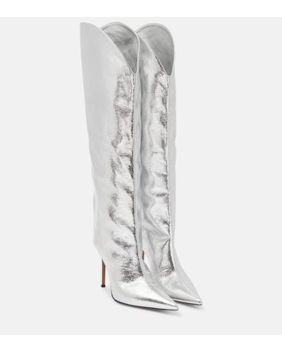 Alexandre Vauthier Metallic Leather Over-the-knee Boots - White