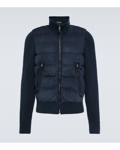 Tom Ford Veste matelassee en daim, laine et cachemire - Bleu