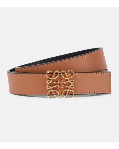 Loewe Anagram Reversible Leather Belt - Brown