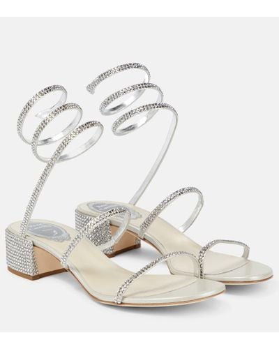Rene Caovilla Cleo 45 Embellished Satin Sandals - White