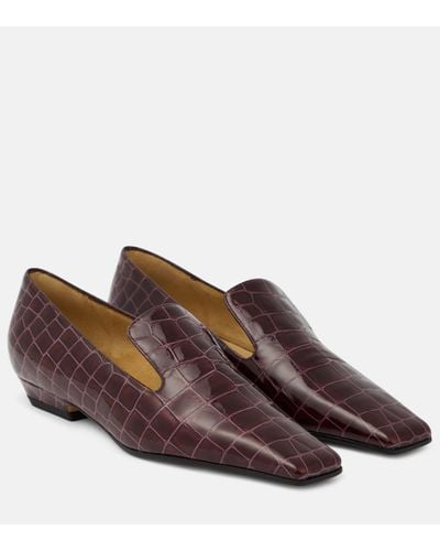 Khaite Marfa Croc-effect Leather Loafers - Brown