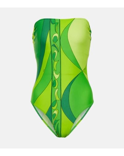 Emilio Pucci Printed Bandeau Swimsuit - Green
