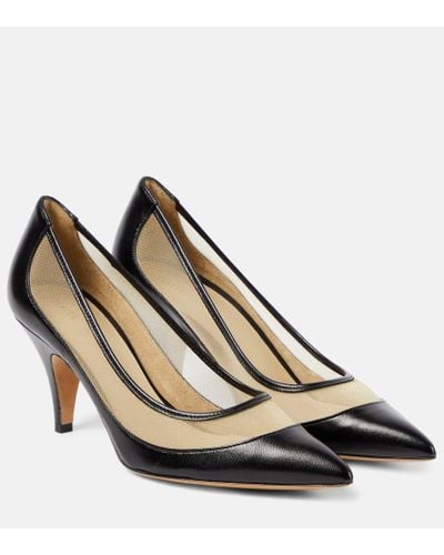 Khaite River Leather And Mesh Pumps - Brown