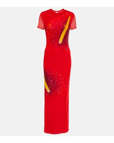 Loewe Anthurium Print Maxi Dress - Red