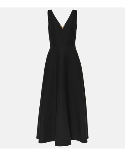 Valentino Vgold Crepe Couture Midi Dress - Black