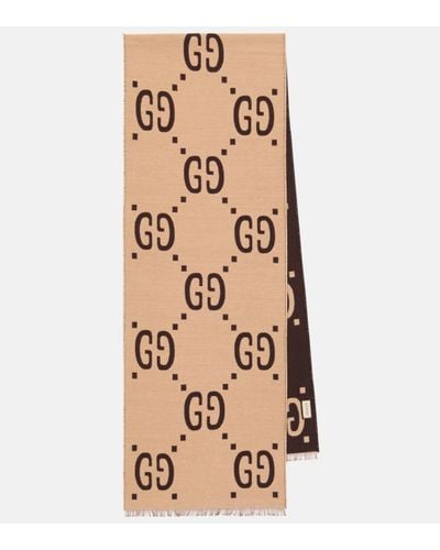 Gucci GG Jacquard Wool And Silk Scarf - Natural