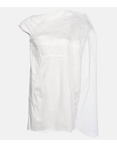 Rick Owens Vestido corto de algodon y tul - Blanco