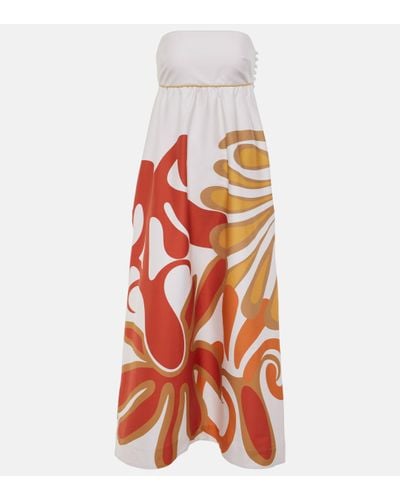 Adriana Degreas Algae Cotton-blend Maxi Dress - Orange