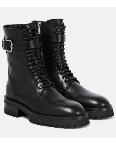 Ann Demeulemeester Cisse Leather Combat Boots - Black
