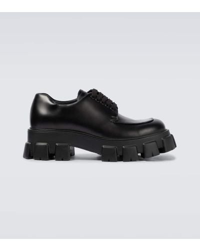 Prada Zapatos Monolith de piel con cordones - Negro