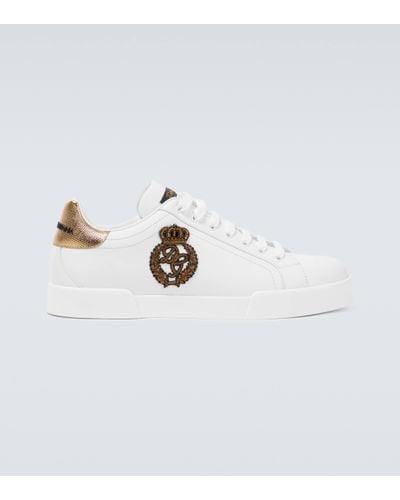 Dolce & Gabbana Portofino Sneakers avec patch de logo - Blanc